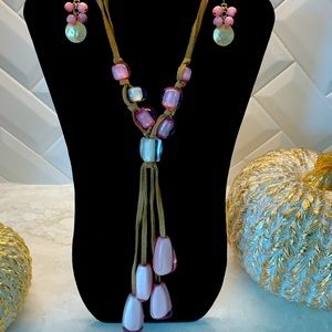 Rustic blush necklace and earrings